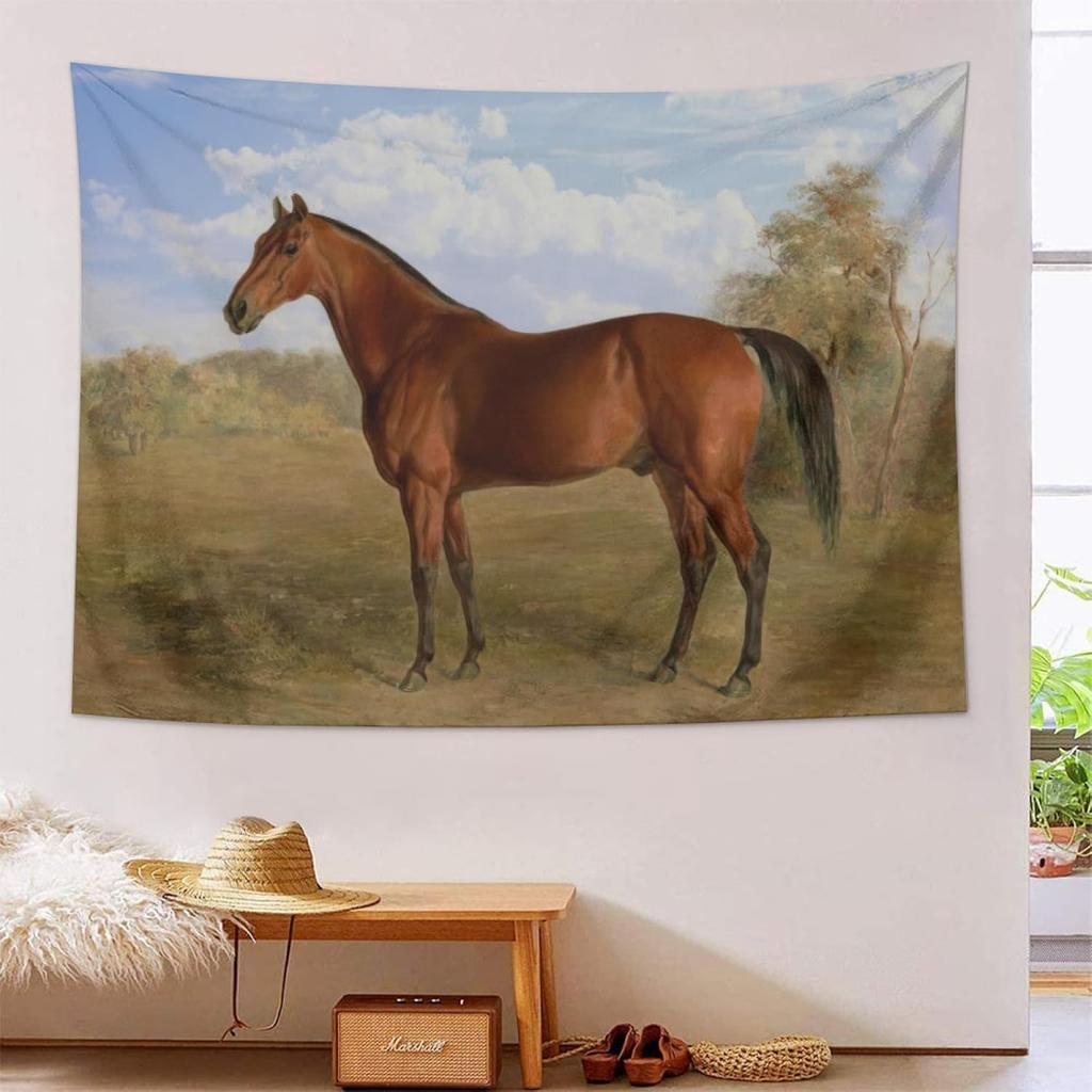 Vintage Horse Tapestry Wild Horses Tapestry Wall Hanging Farm Animal Horse Running Western Landscape Tapestries for Bedroom