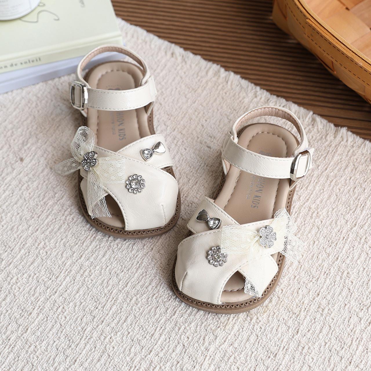 2026 Summer Stylish Soft Sole Sandals for Girls - Medium Princess Toddler Headband Style 24 бежевый