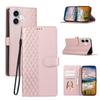 For iPhone 16 Case 3D Rhombus Grid Imprinted Wallet Leather Phone Cover with Lanyard