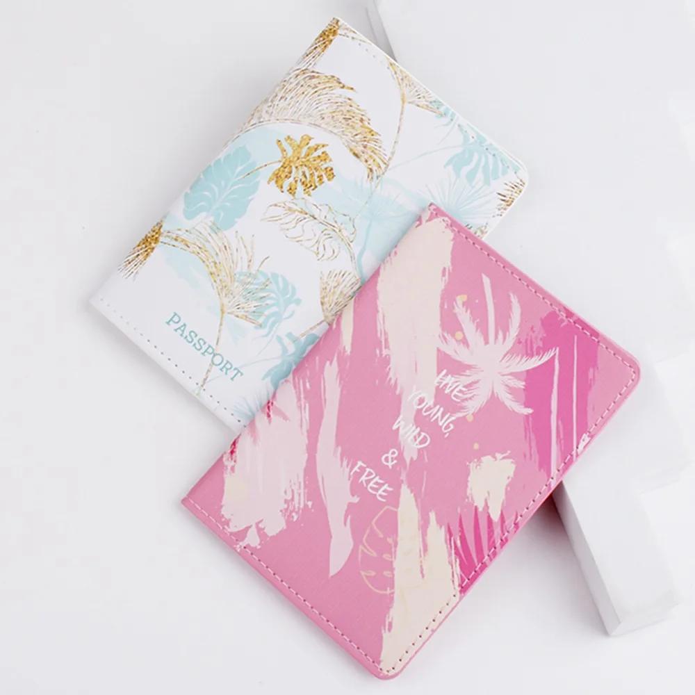 New Color Printed PU Leather Passport Cover Case Bags Travel Women Men Passport Holder ID Card Storage Documents Bag Wallet