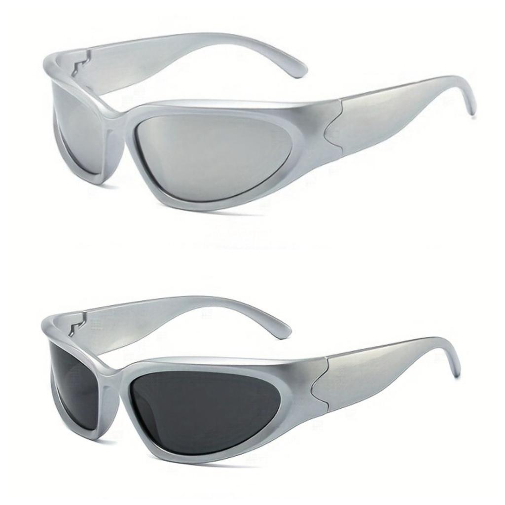 2pcs Y2k Top INS Rectangular Sunglasses Trend Hip Hop Punk Sun Glasses Street Shooting Retro Shade for Men and Women