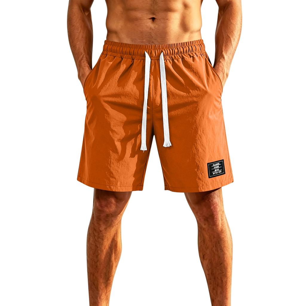 Men's Ice Silk Five Inch Shorts Comfortable Breathable European Fit Lightweight Quick Dry Drawstring Waist Casual Style 1979