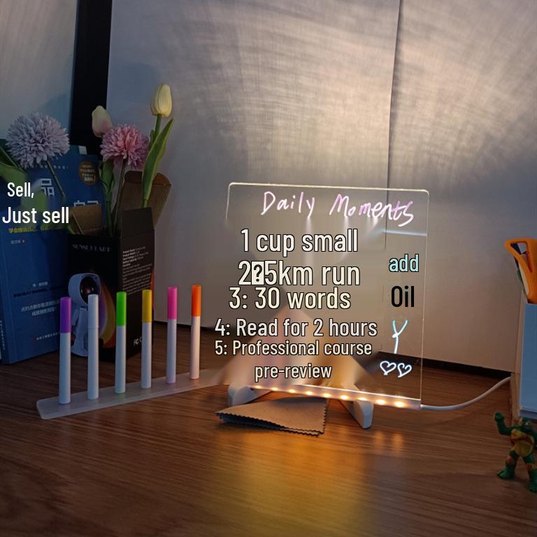 LED Fluorescent DIY Acrylic Message Board - Erasable and Luminous