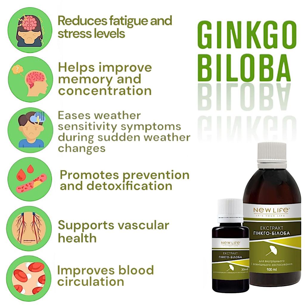 Ginkgo Biloba Extract Tincture Herbal Liquid Supplement Dietary New Life