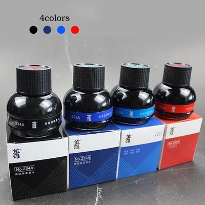 4 Colors Non-Carbon 70/75ml Bottle Fountain Pen Ink,Black,Blue,Red,Dark Blue,Non-Erasable,Office And School Supplies