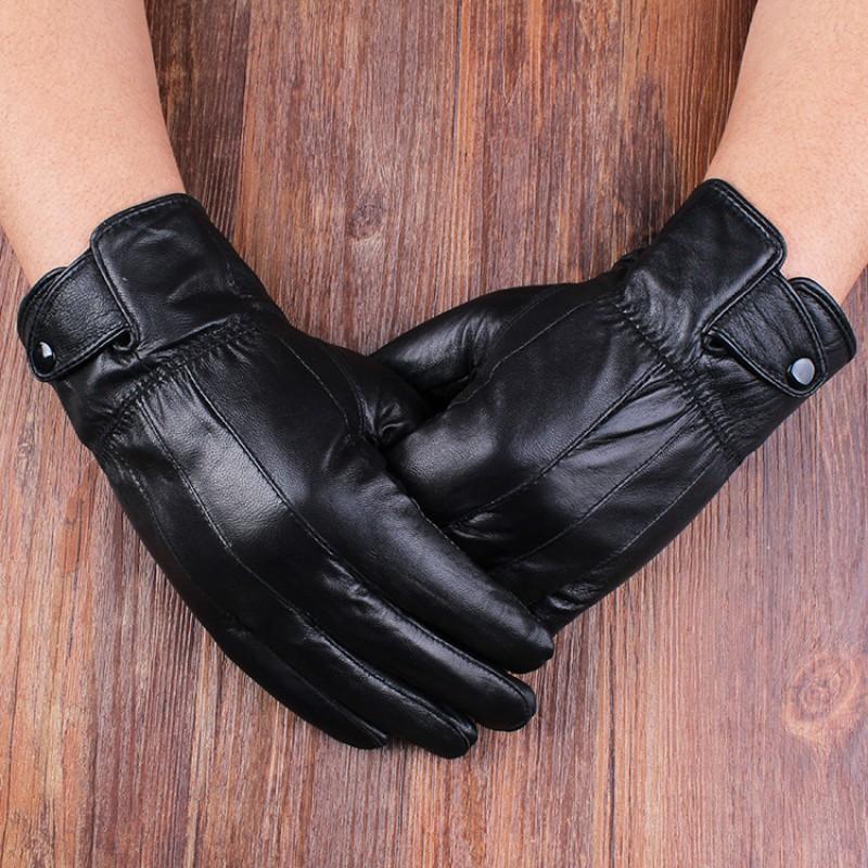 Mens Womens Warm Sheepskin Leather Gloves Winter Cycling Outdoor Riding