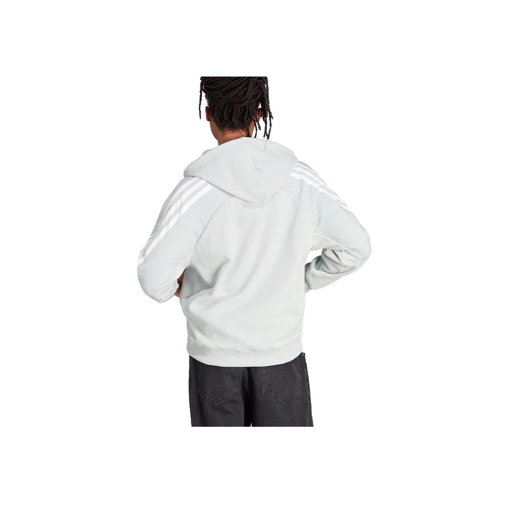 adidas Three Stripe Color Block Long Sleeve Hooded Jacket Men Jackets Silver Gray IJ8862