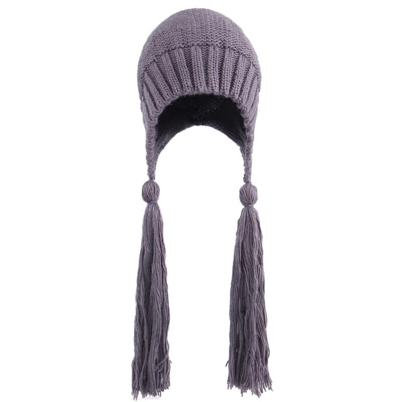 Creative Braid Beanie Hat Knit Hat with Ear Flaps Wool Hat Lei Feng Hat Wild Girl for Outdoor Cold Weather Skiing Ri