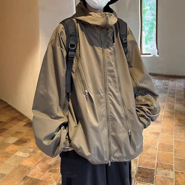 Unisex Outdoor Hooded Windbreaker Jacket for Spring and Autumn - Casual, Loose-Fit Sport Jacket for Men and Women