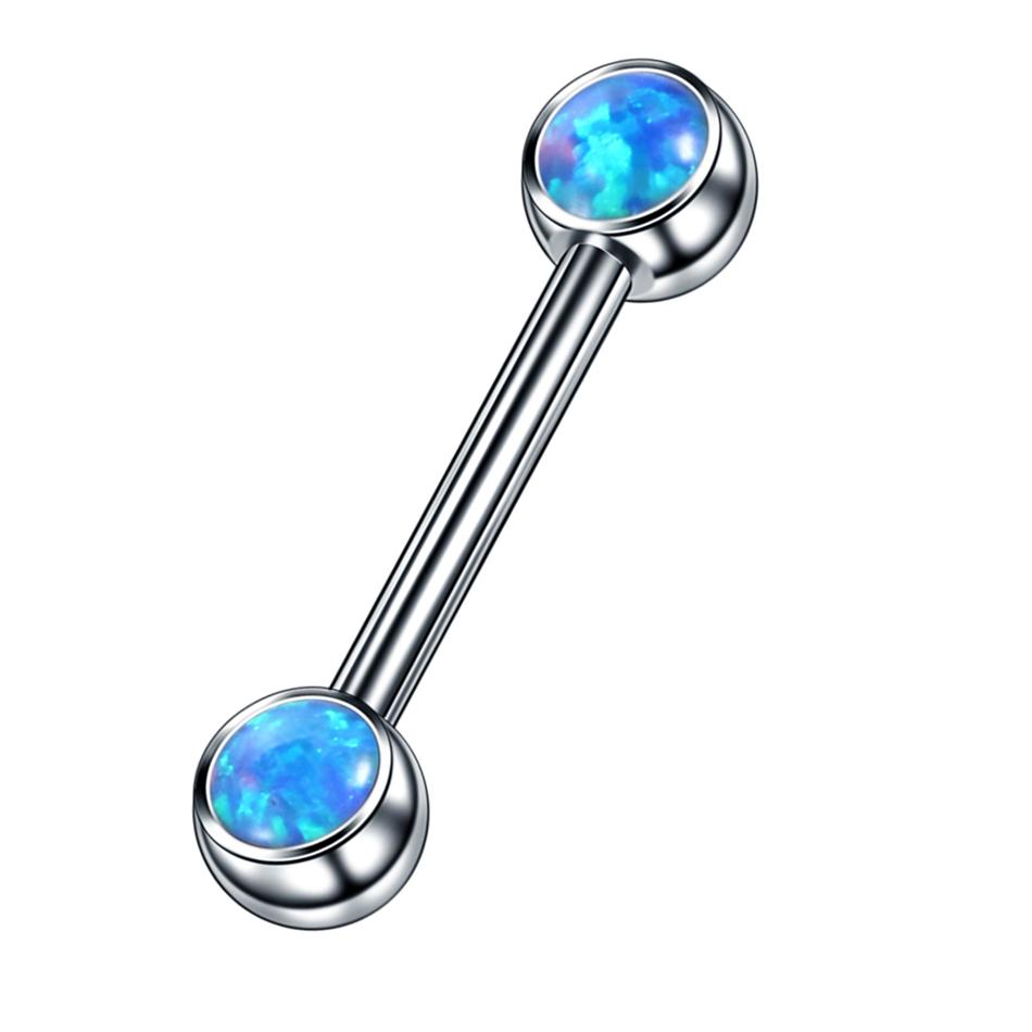

1PC Titanium Opal Nipple Shiled Bars Piercing 14G Internally Thread Sexy Mamilo Piercings Tongue Barbell Piercings Women Jewelry 1.6x14x5x5mm