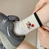 Puppy Socks, Women's Spring and Autumn Cotton Socks, Mid-calf Socks, Trendy and Breathable Cotton Socks, Cute Lace Bubble Opening Pile Socks