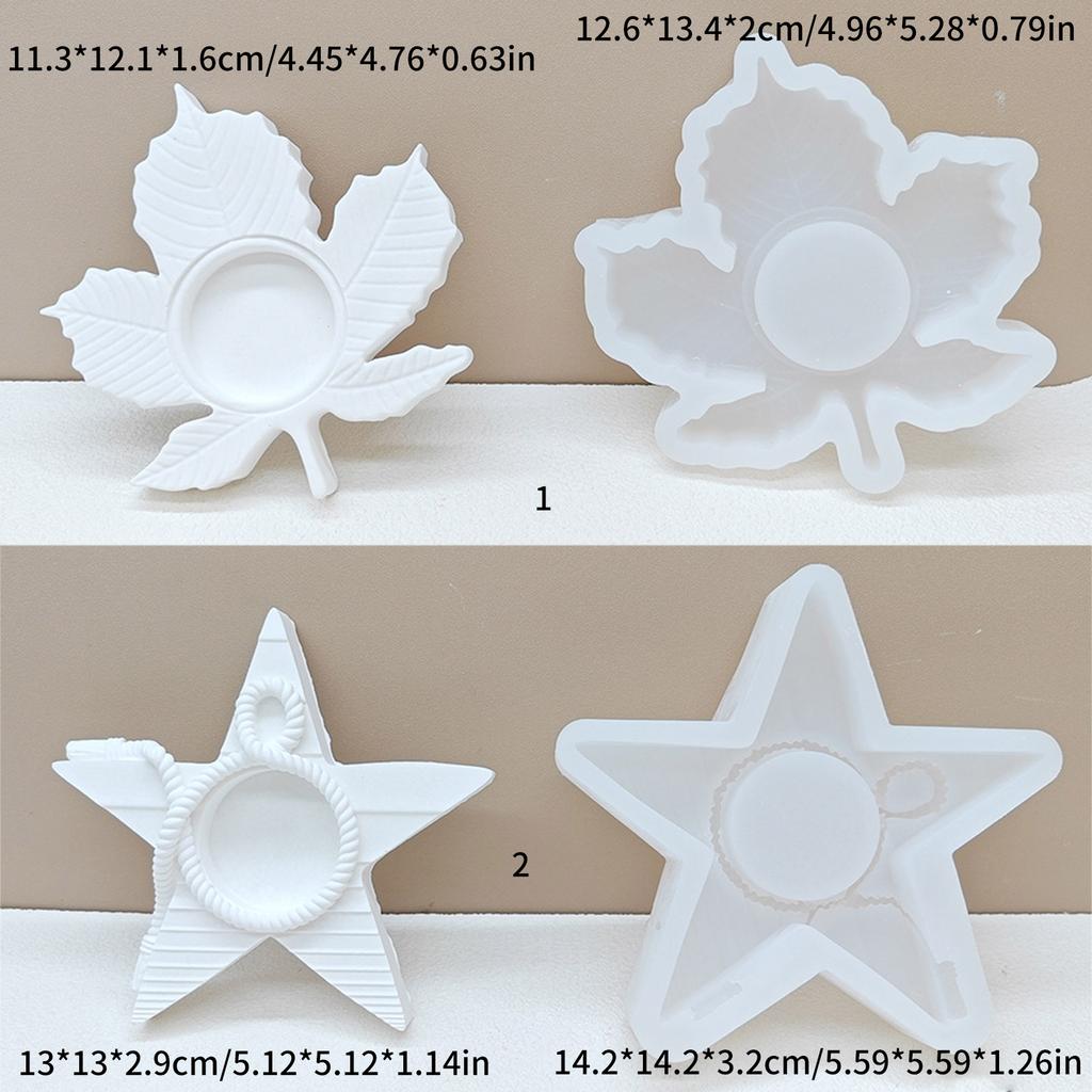 Silicone Mold Maple Leaf Candlestick Star Candle Holder Molds Craft Castings Mould for Table Holiday Home Decorations