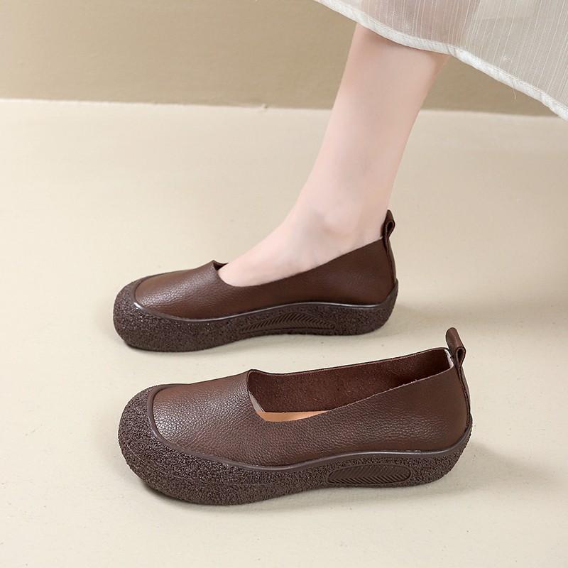 New Soft Sole Single Shoes Vintage Shallow Mouth Casual Vintage Simple Slip-on Shoes Soft Face Soft Sole Flat Shoes for Women