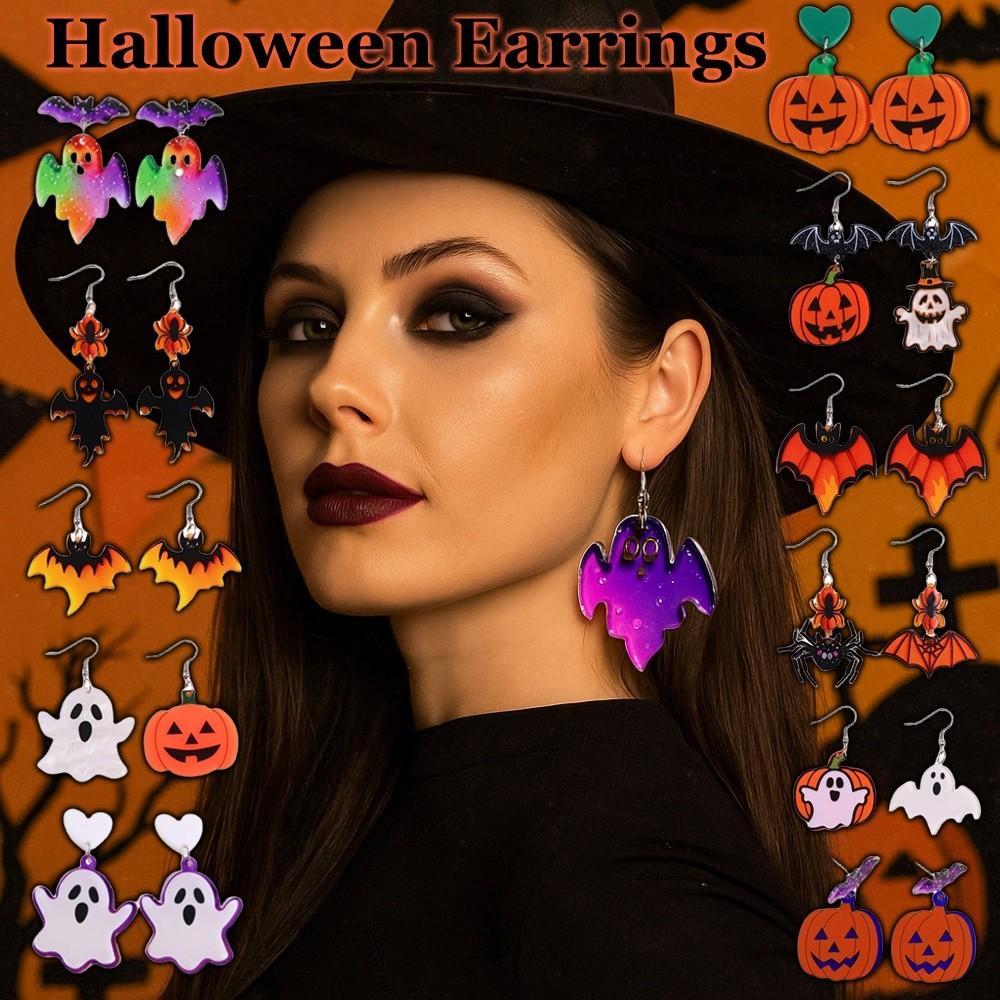 Spider Cute Ghost Ear Studs Heart Pumpkin Dangle Earrings Fashion Halloween Earrings Party