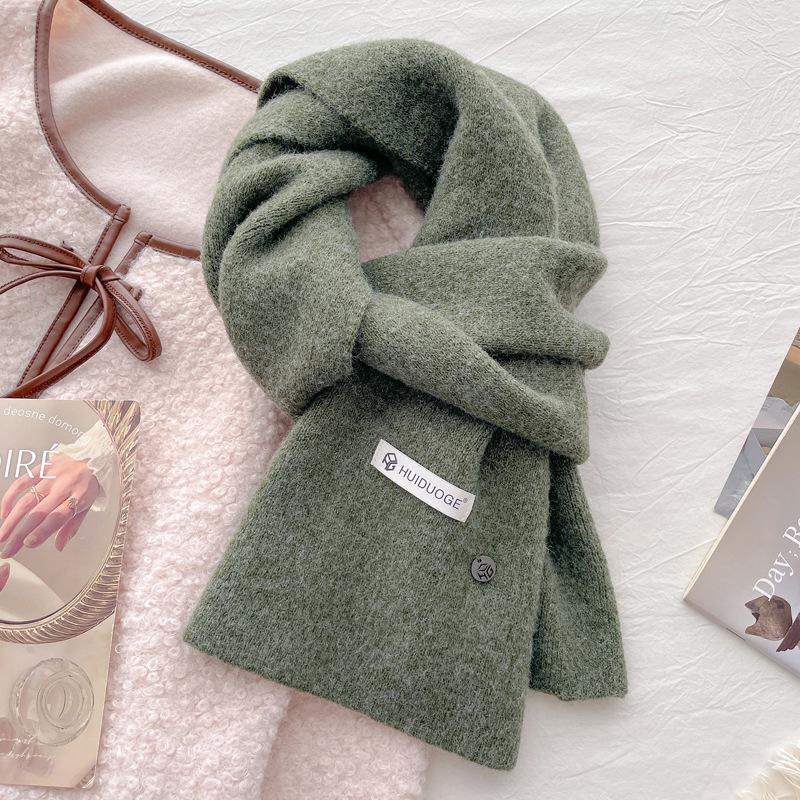 Wool Knitted Wool Warm Thickened Scarf Women's Autumn and Winter Neck Protection Scarf Soft Waxy Light Blue New