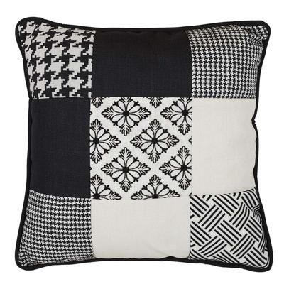 [A0876] - Designer Cushion 'Patchwork' Black and White - 40 Cm