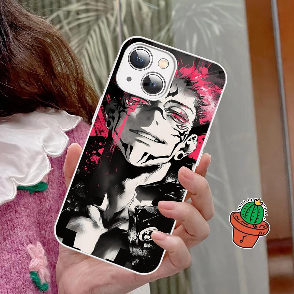 

Jujutsu Kaisen Ryomen Sukuna Phone Case Tempered Glass For Iphone 14 13 12 11 Pro Mini XS MAX 14Plus X XS XR Fundas iphone 13 mini