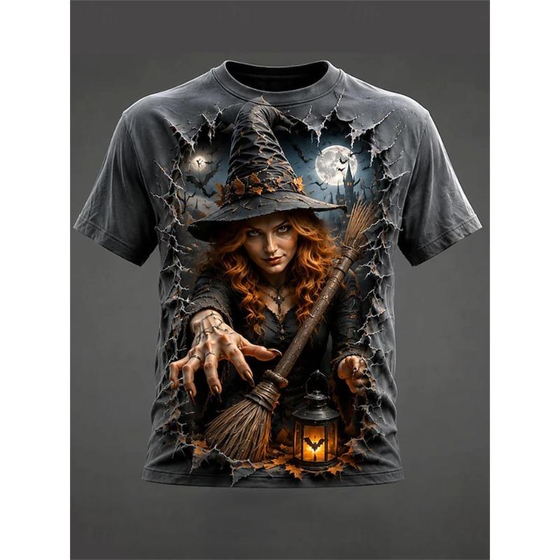Summer Ladies 3D Printed Crew Neck T-Shirt Halloween Dress Up