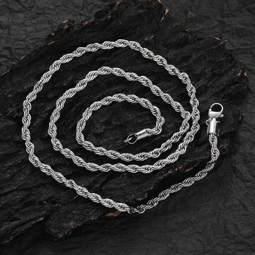 3Mm Stainless Steel Twist Chain Titanium Steel Necklace Female Collarbone Chain Temperament Simple Trend Jewelry