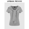 UR Women's 2025 Autumn Slim-fit Shawl-Style V-Neck Short Sleeve T-Shirt