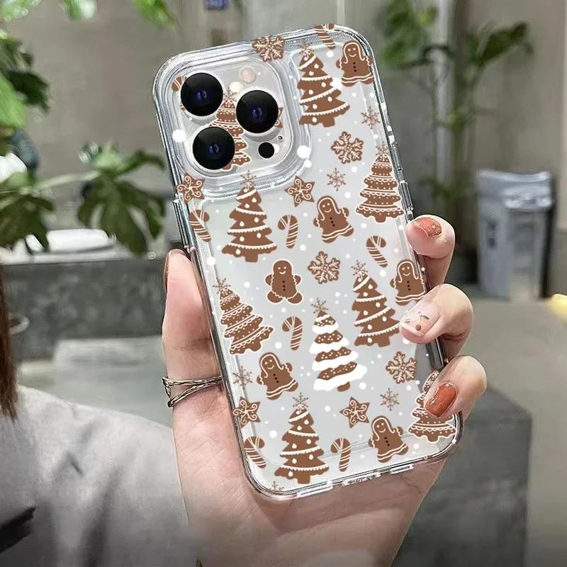 Santa Claus Elk Deer Christmas Tree Clear Phone Case For iPhone 16 15 14 13 12 11 Pro Max XS X XR 7 8 Plus SE2 Soft Bumper Cover