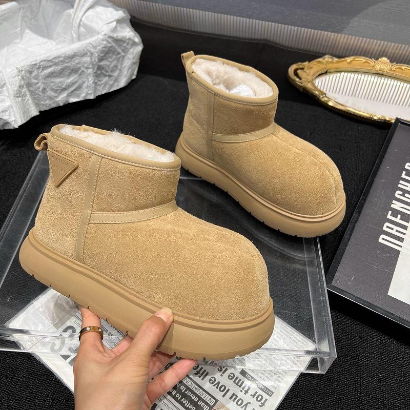 Thickened Northeast outdoor big head snow boots cotton shoes velvet thick-soled non-slip warm short boots