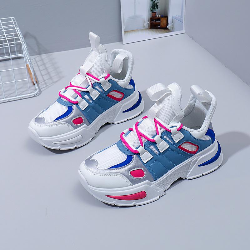 New Color Block Dad Shoes Women Chunky Platform Sneakers Fashion Casual Height Increasing Shoes