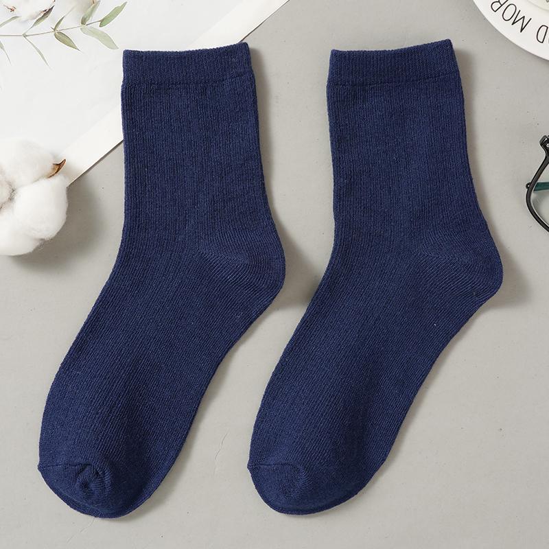 

Мужские хлопковые носки в вертикальную полоску, высококачественные мужские носки до середины икры, дышащие, деловые, спортивные носки One size темно-синий