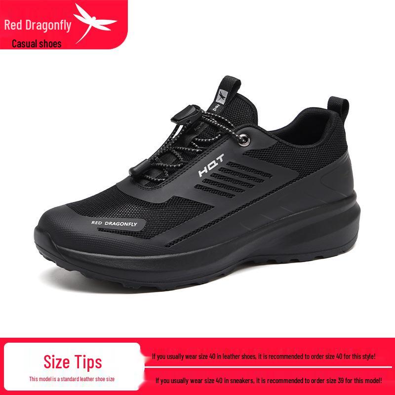 Red Dragonfly Men s Lightweight Flyknit Outdoor Casual Shoes - Black Size 40