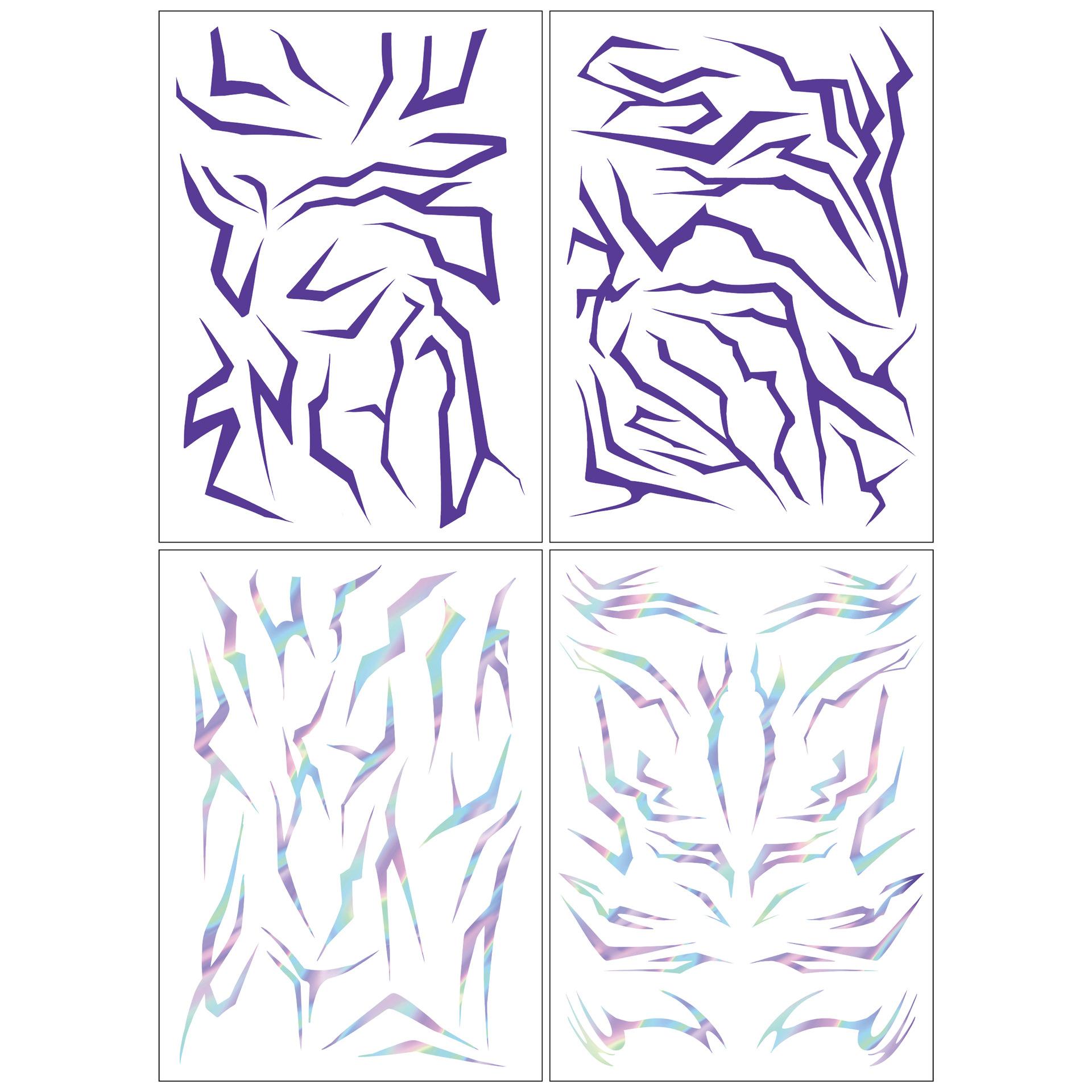 

Временные татуировки UV Glow Kpop Охотники на демонов - Руми и Джину Флуоресцентный боди-арт для лица и тела, наклейки для косплея на вечеринку с черным светом Фанаты 1600*900*700MM