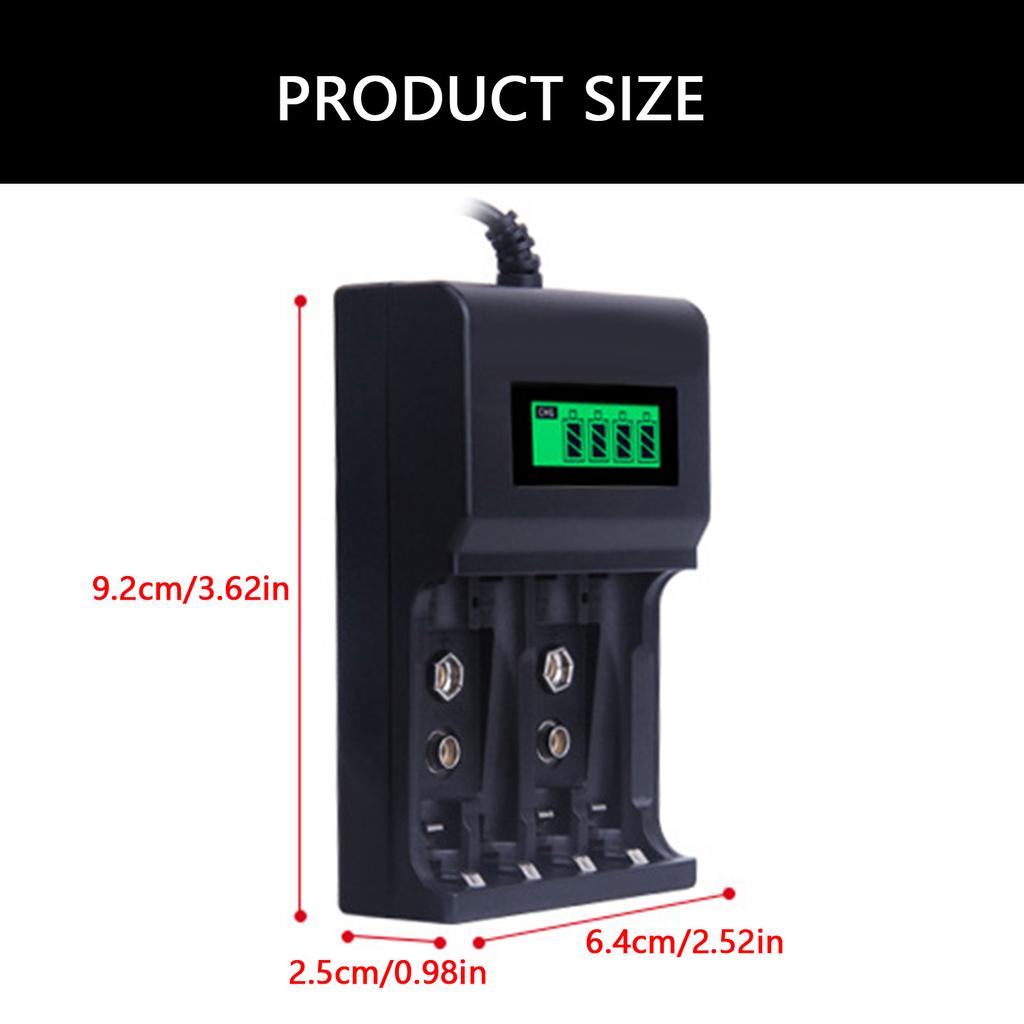 Portable USB Battery Charger Independent Charging Slots for 2A/3A 9V Equipped with LCD Display and Safety Features