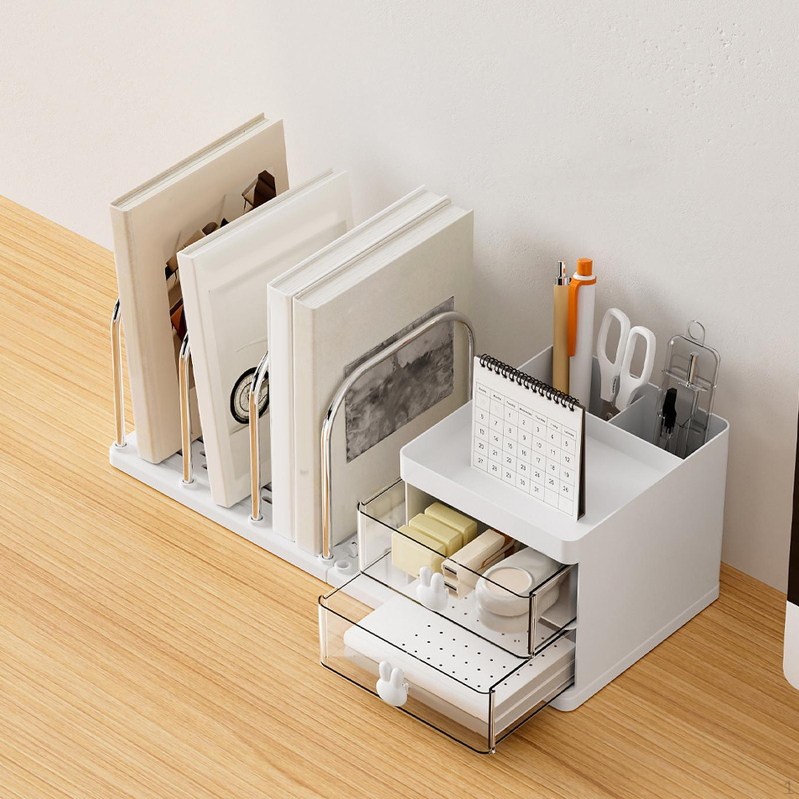 

Органайзер для стола с 2 ящиками, большой вместимости, для офиса, ручек, книг и почты. белый