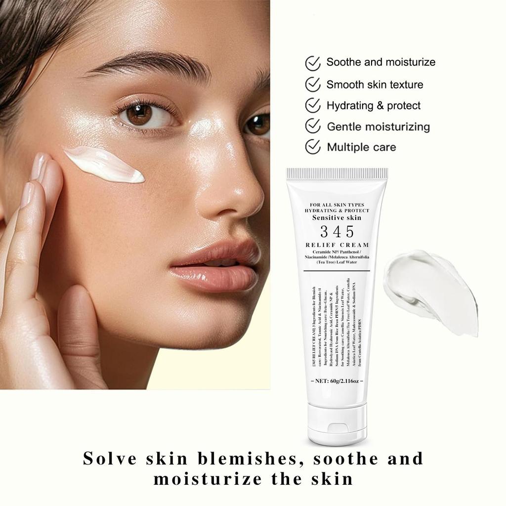 345 Relief Cream-Improvement Uneven Skin Tone, Dullness-Suitable To Skin Prone To Acne-Suitable For All Skin Types, 60g