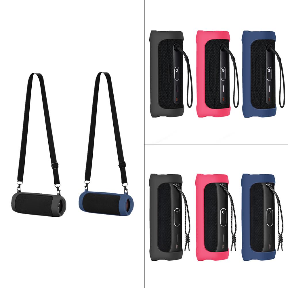 Silicone Travel Carrying Pouch with Carabiner Waterproof Wireless Speaker Case Adjustable Strap Portable for JBL Flip 6/Flip 5