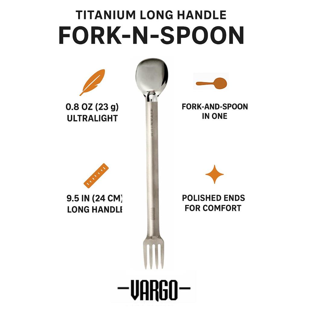 VARGO Titanium Long Handle Fork Spoon T-224