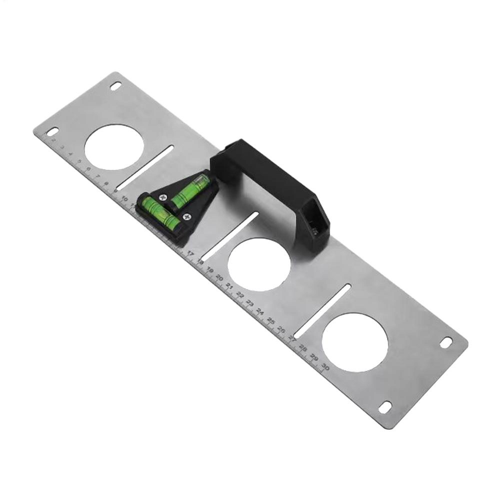 Stainless Steel Ruler Slotted Wire Drawing Stainless Steel Hole Measuring Gadgets Measuring Tool With Outlet Cutout Leveling