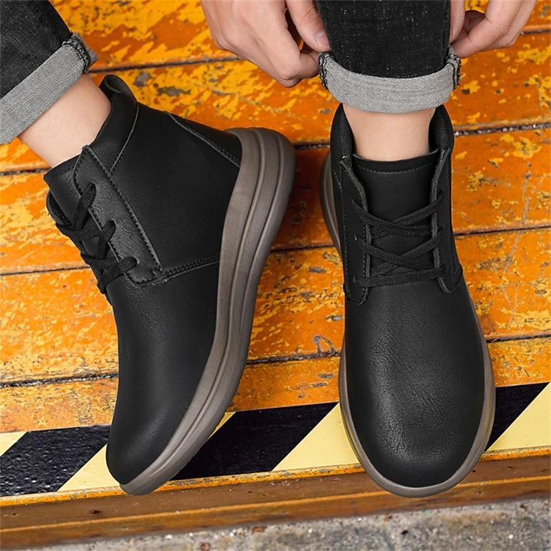 Męskie botki do kostki, wysokiej jakości skórzane botki z bydlęcej skóry, sznurowane oksfordki, modne casualowe buty high-top, klasyczne skórzane buty biznesowe