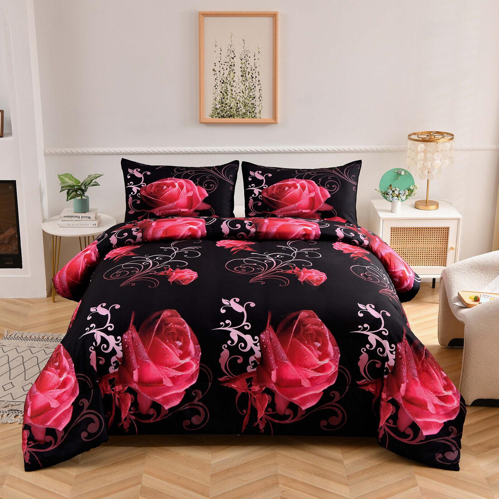 

Подсолнух Мягкое одеяло размера «queen-size» Doona Пододеяльник Комплект постельного белья Rose Floral Single 135x200cm