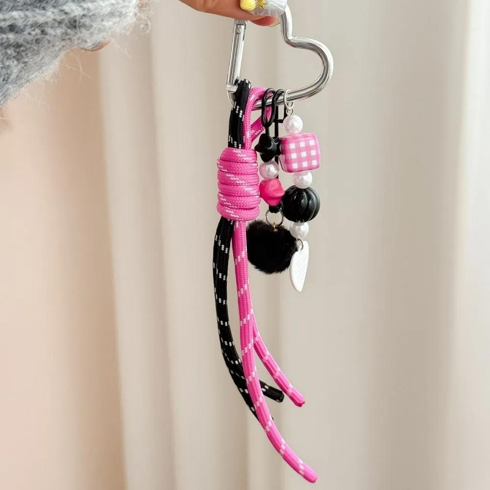 

New Gothic Lace Bow Black Heart Cross Keychain New Exquisite Sweet Ballet Ribbon Keychain Hand-held Charter Key Accessories Gift 8 cm
