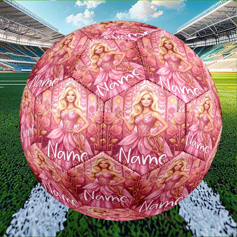 Custom Name Personalized Barbie Print Size 5 Soccer Ball Training & Match Football, for Team, Kicking, Gift for Football Enthusiasts