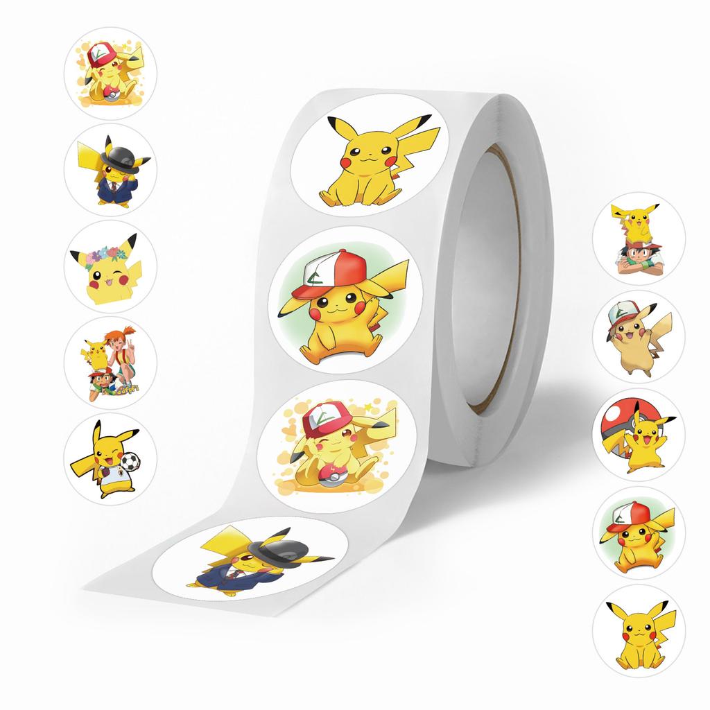 500 Stickers/Roll Pikachu Cartoon Roll Decals Kindergarten Reward Children'S Decals Creative Hand Tent Tape Premium