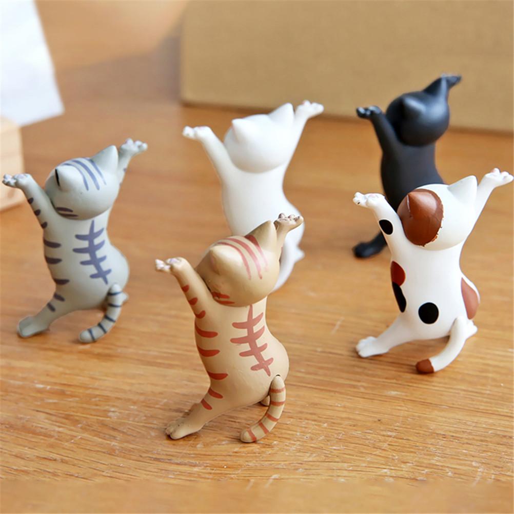 Katzenfiguren Spielzeug Anime Hände hebend Tanzende Katze Modell Katzen Ornamente Katzenfiguren Spielzeug für Kinderzimmer Arbeitszimmer