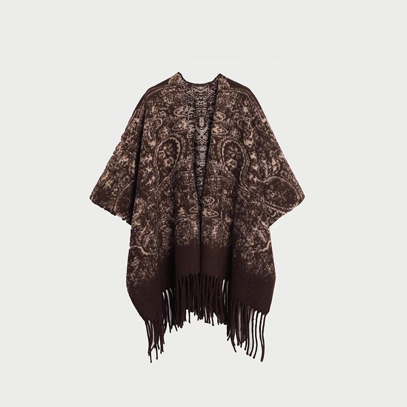 Nowy szal z malarstwem tuszem Premium Dekoracja Podróżna Szal zewnętrzny Długi Retro Płaszcz z frędzlami Peleryna Szalik