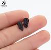 Mini Stainless Steel Geometric Earrings Black for Women Men Heart Triangle Leaf Volleyball Ear Studs Punk Piercing Pendientes