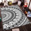 Mandala Pattern Black and White Rug Non-slip rug suitable for living room and bedroom sofas