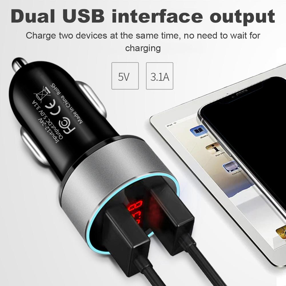 3.1A Dual USB Fast Car Charger Cigarette Lighter Adapter Cameras LED PC Display With For Phones K9G4