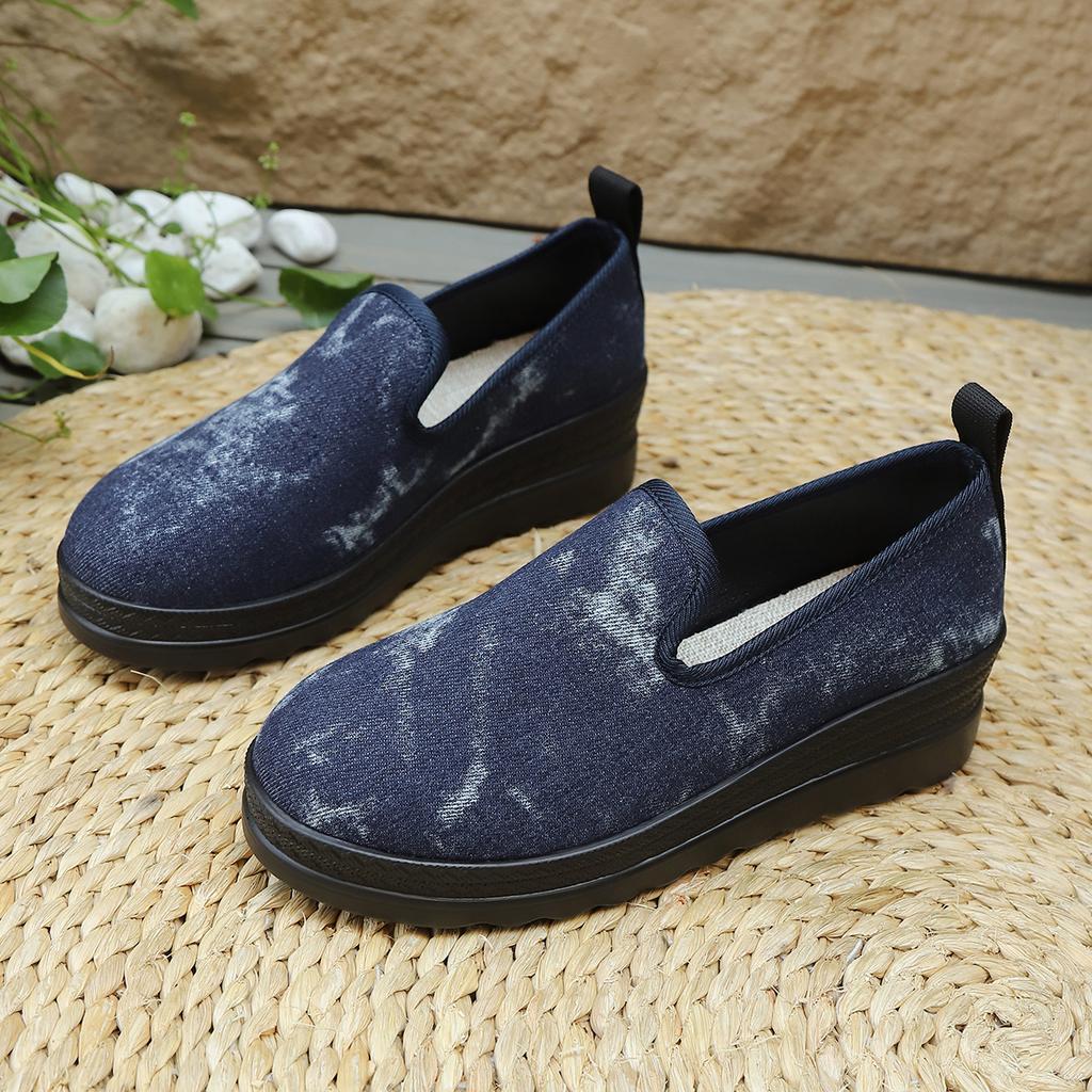 2025 New Comfortable Versatile Wedge Heel Slip On Shoes Autumn Retro Design Shallow Mouth Casual Single Shoes for Women