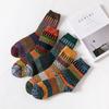 Autumn Winter Men Wool Socks Business Thicken Warm Men's Socks Retro National Style Small Square Snow Boots 5 Pairs High Quality