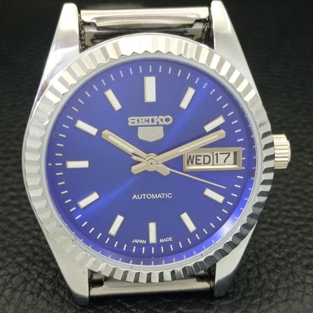 VINTAGE SEIKO 5 AUTOMATIC REFURBISHED JAPAN MENS BLUE COLOR DIAL WATCH A440549-4 Sk-a440549