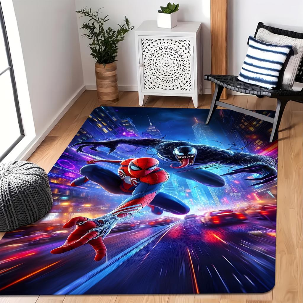 Marvel 1pc of Flannel Door Mat | Spider-Man Vs. Venom Design - Valentine'S Day Decorative Rug | 80X50Cm Rectangular Shape | Ma